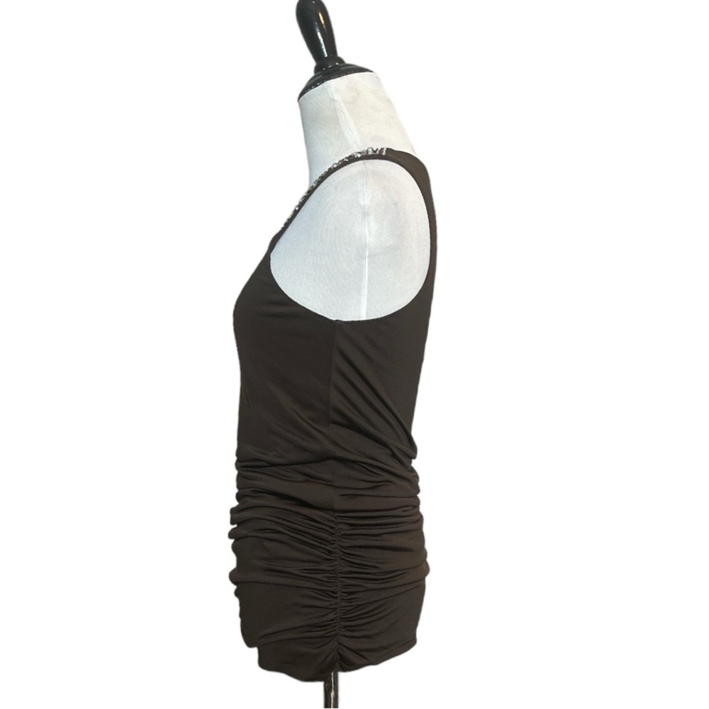ALICE + OLIVIA SILK VISCOSE SLEEVELESS RHINESTONE ACCENT TANK TOP TUNIC - Picture 4 of 10